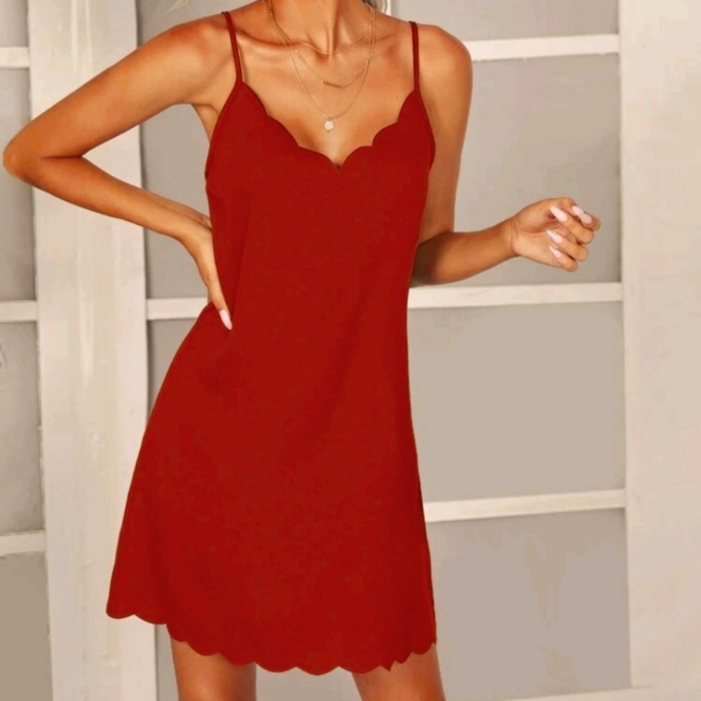 Sexy fall color scalloped dress